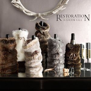 Restoration Hardware Faux Fur Wine Bag